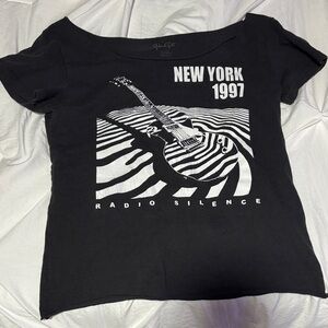 Brandy Melville Black White 'New York 1997' Graphic Tee